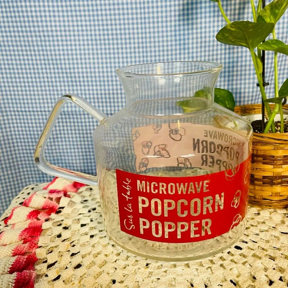 Sur La Table Microwave Popcorn Popper Glass Pitcher Style Glass With Handle